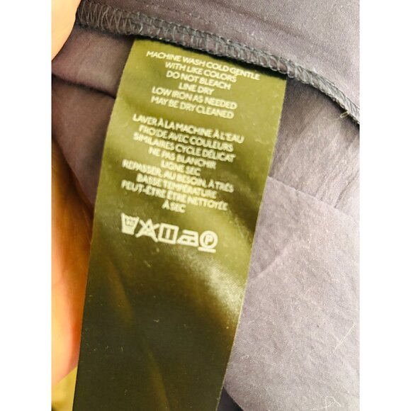 By Anthropologie High-Rise Pleated Wide-Leg Trousers Size 14 Navy Blue - Picture 11 of 16